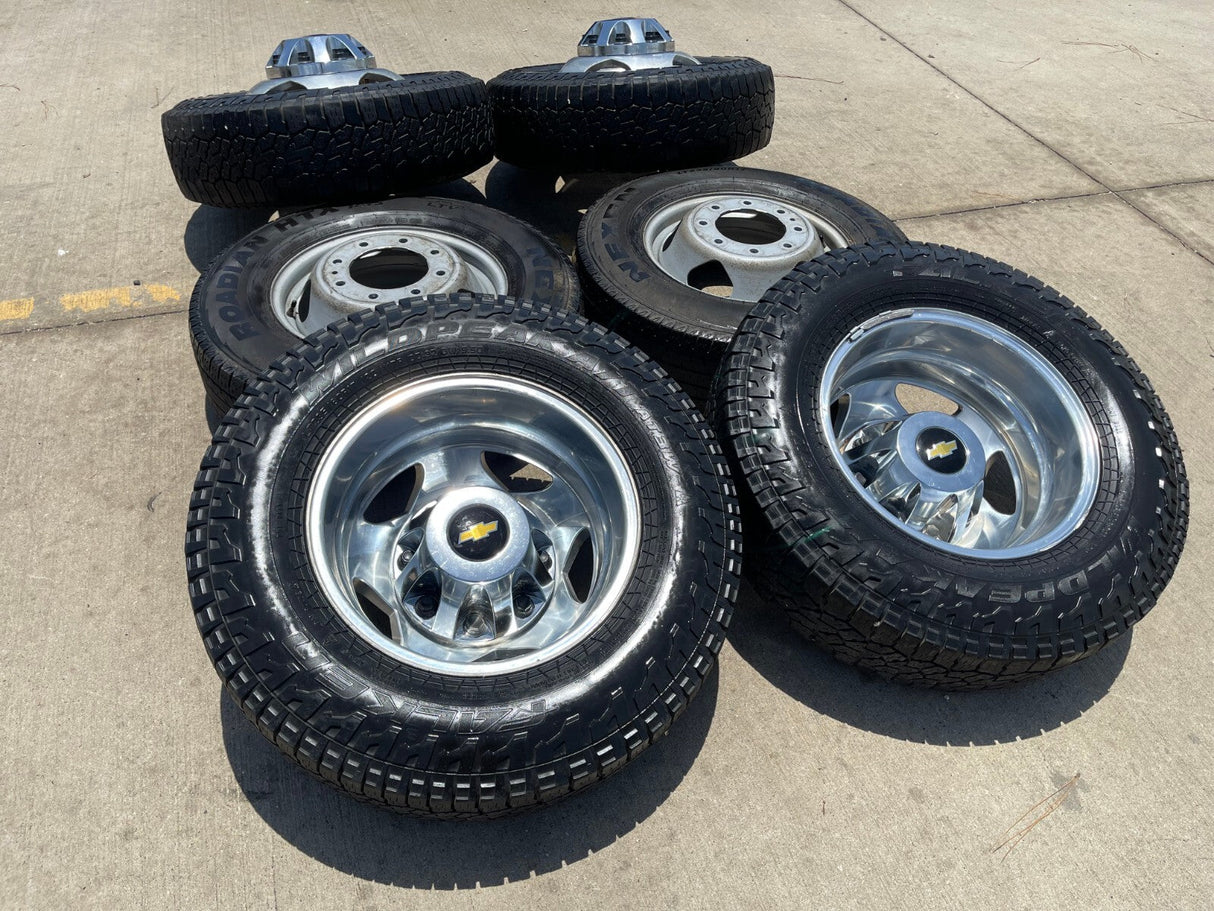 17" Chevy Silverado GMC Sierra 3500 Dually rims wheels OEM 5519 5520 8094 Texas Truck Tire