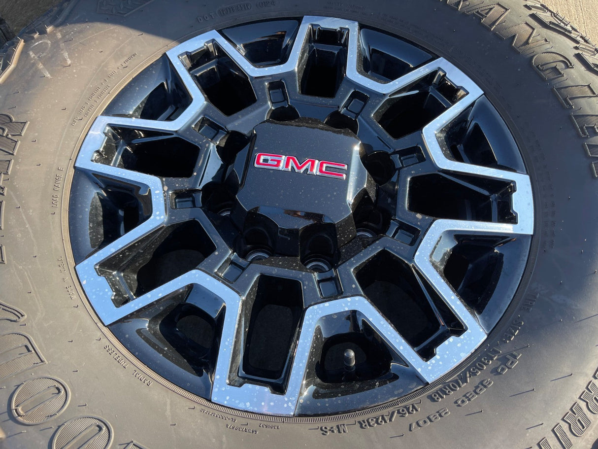 18" GMC Sierra AT4X Chevy Trail Boss 2500 OEM 14136 wheels rims GOODYEAR 35" Texas Truck Tire
