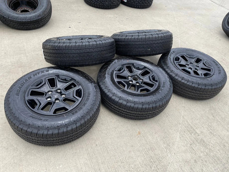 17" Jeep Wrangler Gladiator OEM wheels rims 9118 black tires NEW Texas Truck Tire