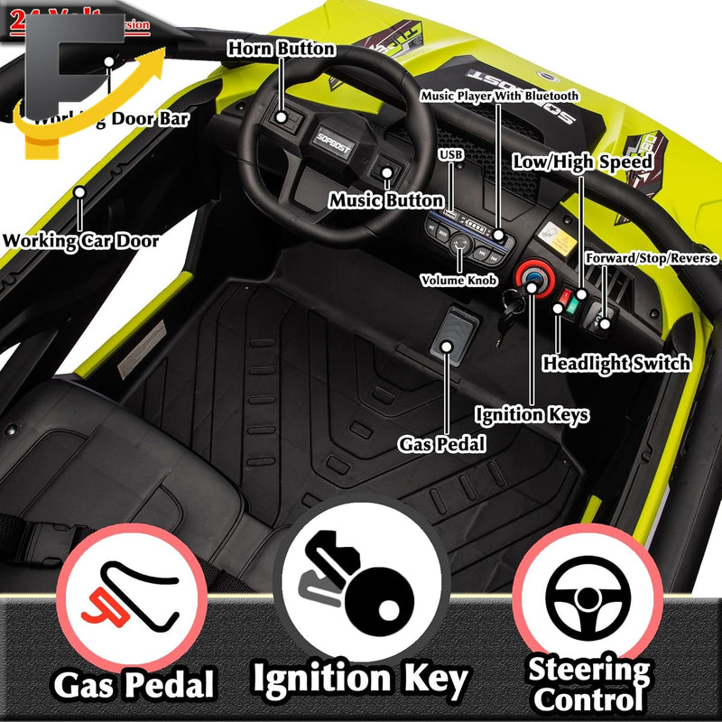 24V 10Ah Kids 2-Seater Ride-On UTV with Remote Control for Boys and Girls