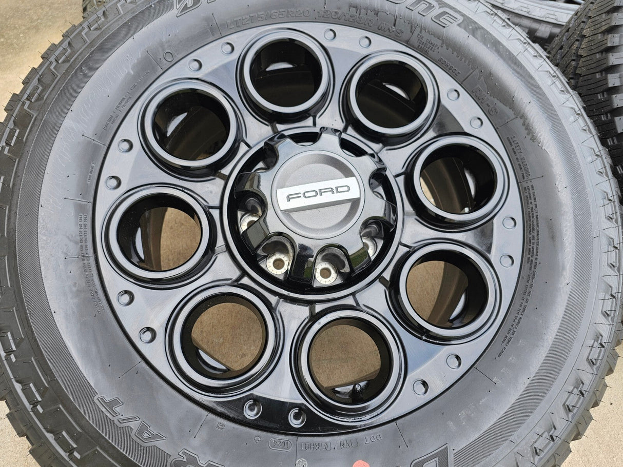 20" Ford F-250 F-350 OEM black LARIAT wheels rims 10299 tires BRIDGESTONE NEW Texas Truck Tire