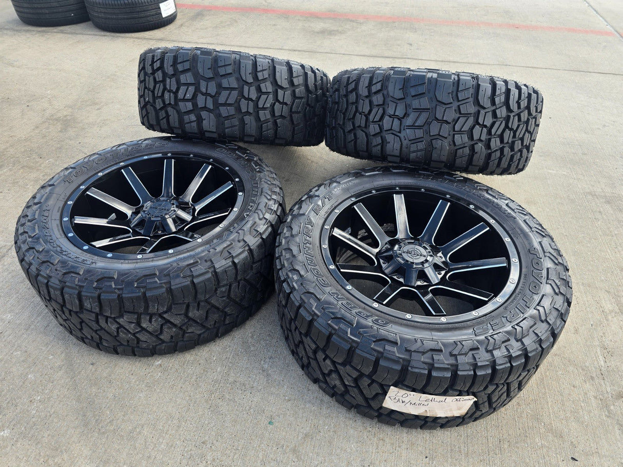 20x10 20" Lethal Off-Road Chevy Silverado Ford F-150 RAM wheels rims 6x139 6x135 Texas Truck Tire