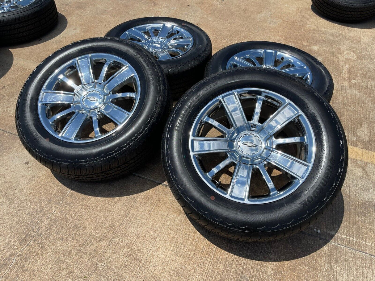 20" Chevy Silverado Tahoe OEM wheels rims 5653 CHROME 2016 2017 2018 2019 2020 Texas Truck Tire