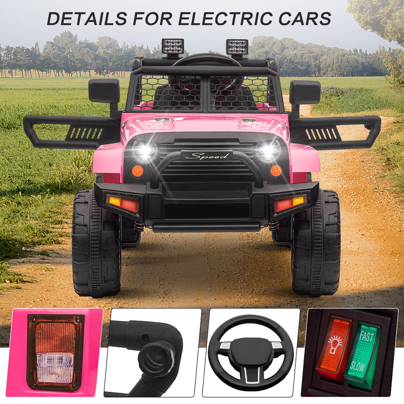 12V Kids Ride-On Truck with Remote Control, Power Wheels, and LED Lights