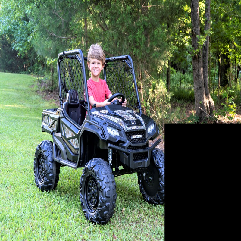 24V Electric UTV for Two Riders with Large Storage Compartment Dual Drive Option - Jet Black