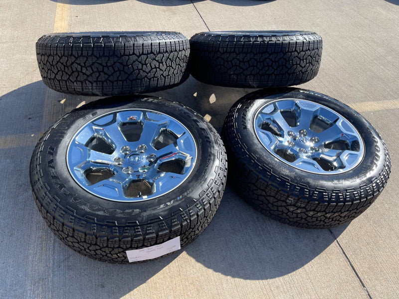 20" Dodge Ram 1500 OEM Laramie CHROME 2680 wheels rims 2025 2026 GOODYEAR NEW Texas Truck Tire
