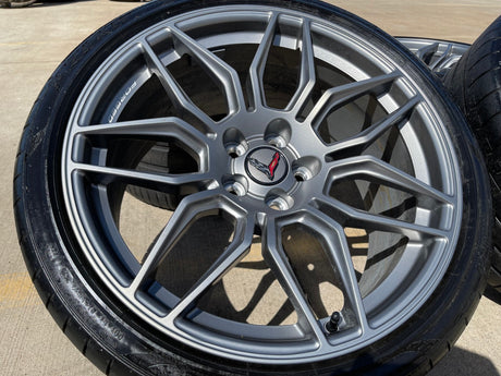 20" + 21" Chevy Corvette Z06 C8 OEM wheels rims 95580 95581 tires 2023 2024 2025 Texas Truck Tire