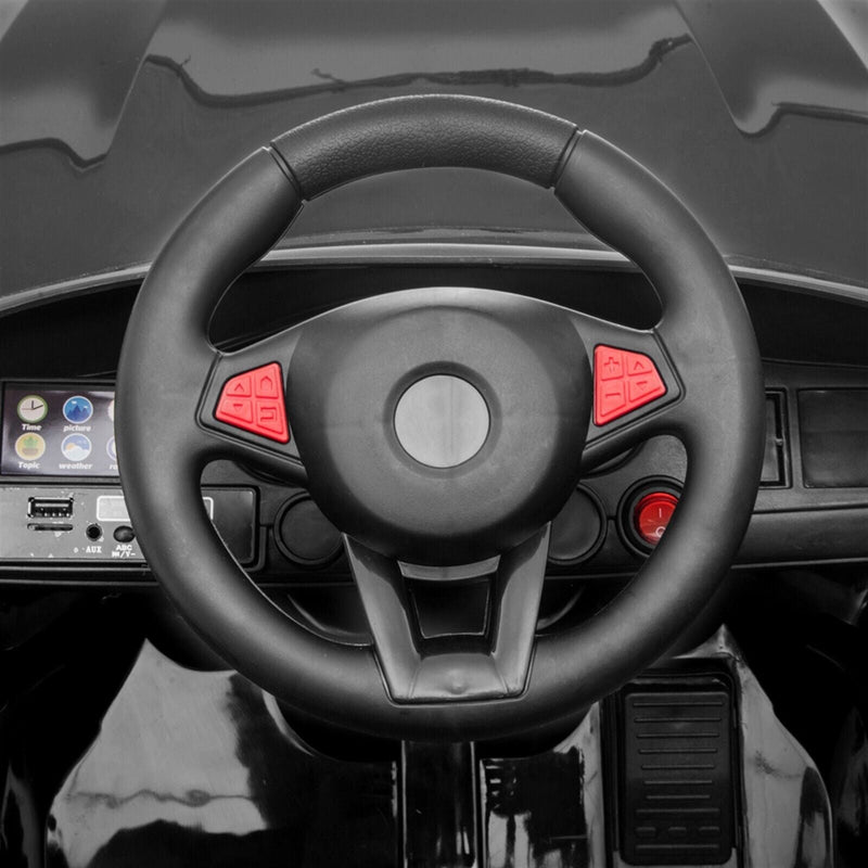 Electric Ride-On Car for Kids with Remote Control and LED Lights - Black