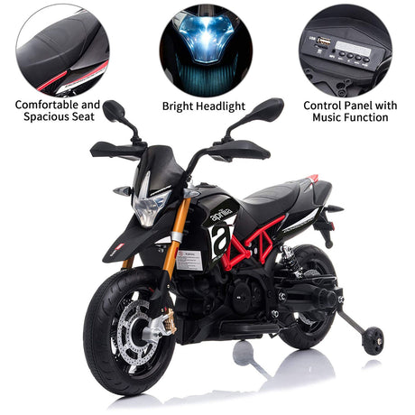 TOBBI Aprilia Motorcycle Ride-On for Kids 3+ Years - Black
