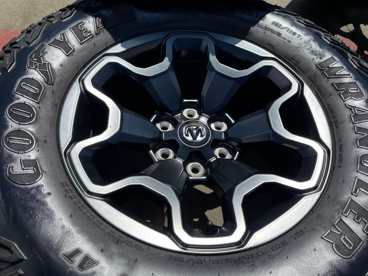 18" Dodge Ram 1500 TRX RHO Black OEM 66002 wheels rims TERRITORY M/T 35" Texas Truck Tire