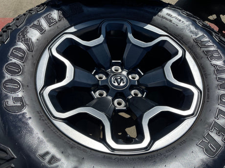 18" Dodge Ram 1500 TRX RHO Black OEM 66002 wheels rims TERRITORY M/T 35" Texas Truck Tire
