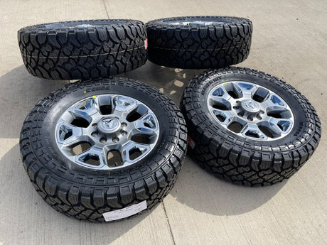 20" Dodge Ram 2500 3500 LARAMIE OEM 2562 CHROME wheels rims NEW 35" Texas Truck Tire