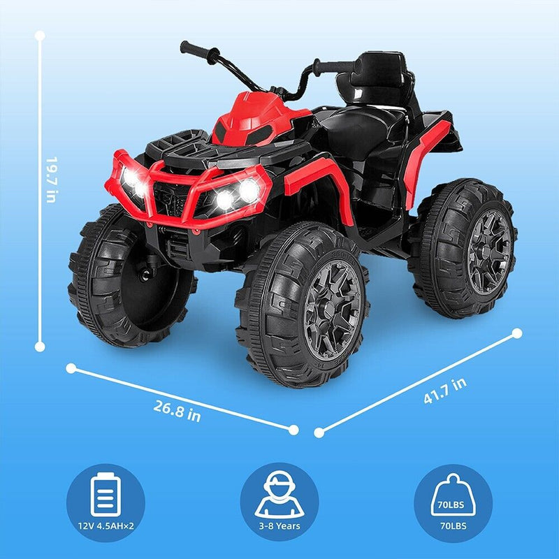 Electric ATV Off-Road Quad Car Toy for Kids - 24V with LED Lights and Dual Speed Options