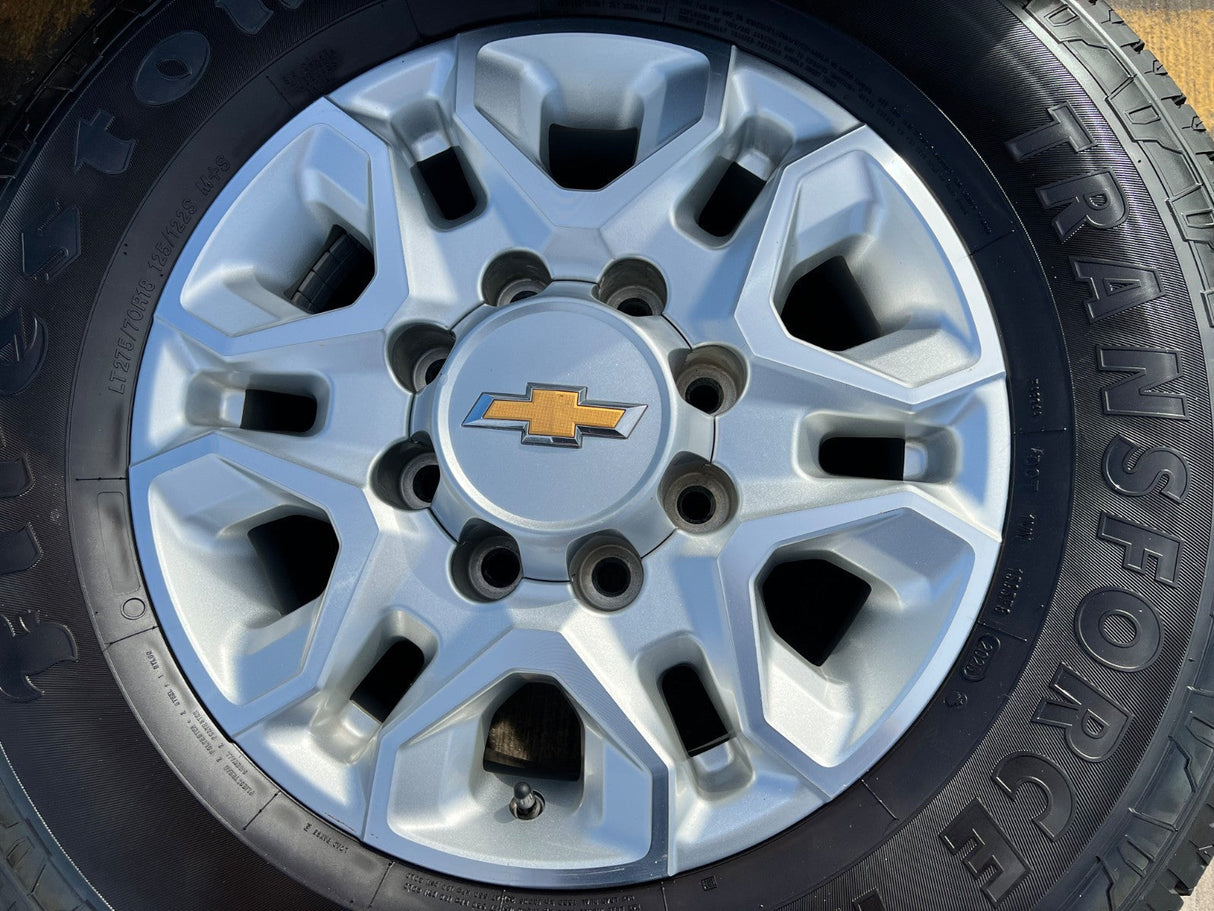 18" Chevy Silverado 2500 3500 OEM 5959 wheels rims FIRESTONE H/T2 Texas Truck Tire