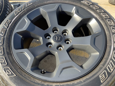 20" Dodge Ram 1500 OEM Laramie Black 2680 wheels rims 2022 2023 2024 2025 2026 Texas Truck Tire