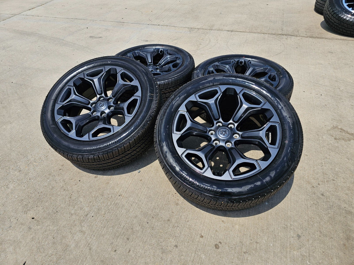 22" Dodge Ram 1500 OEM Laramie wheels LIMITED Gray 2685 2727 tires NEW Texas Truck Tire