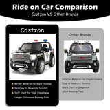 Licensed GMC Kids Ride On Police Car 2-Seater Truck with Remote Control and Music - 12V
