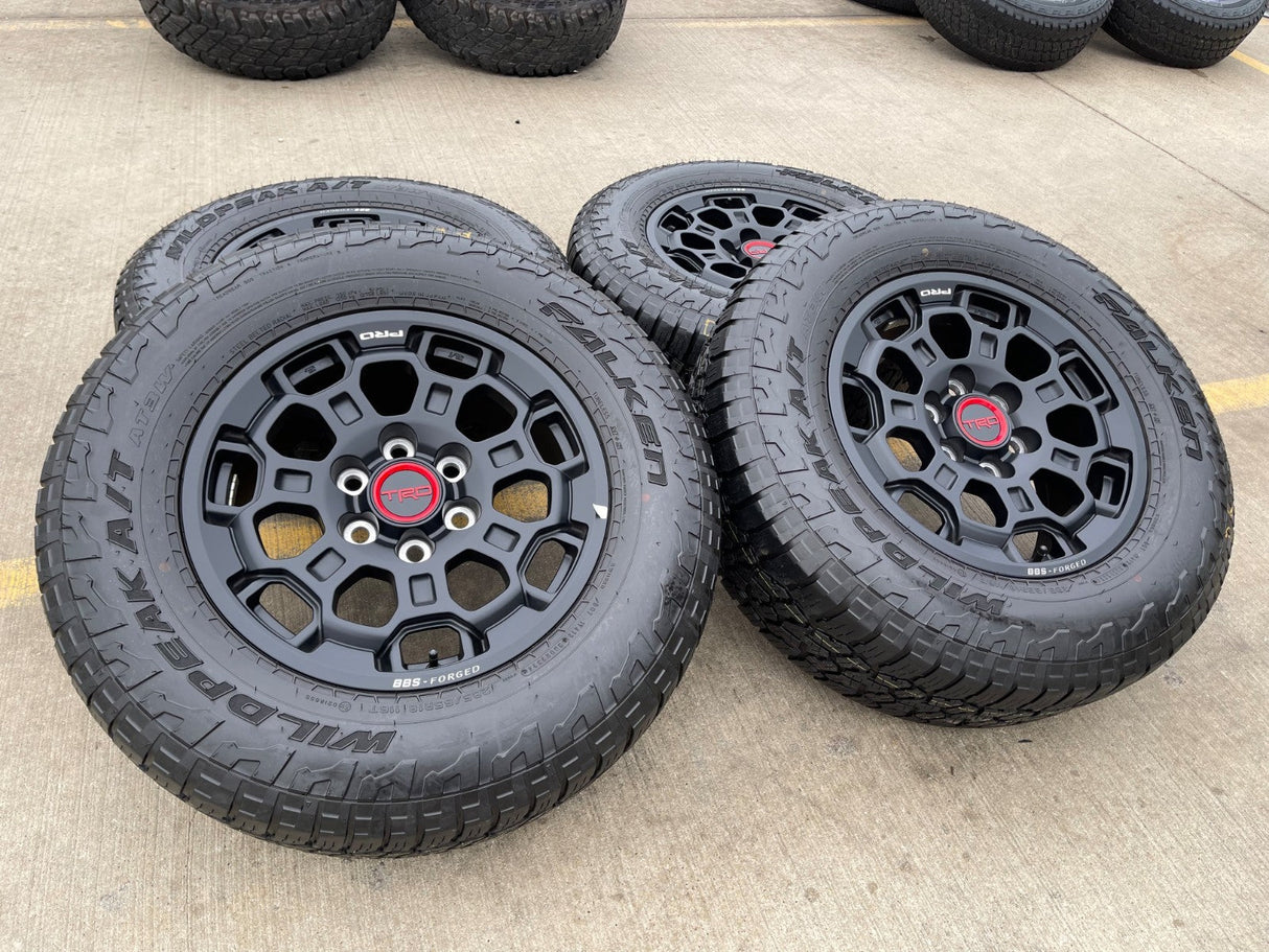 18" Toyota Tundra TRD BBS FORGED OEM black 95458 wheels rims Sequoia FALKEN A/T3 Texas Truck Tire