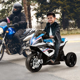 Electric Ride-On Motorcycle for Kids with LED Headlights and Non-Slip Wheels - White