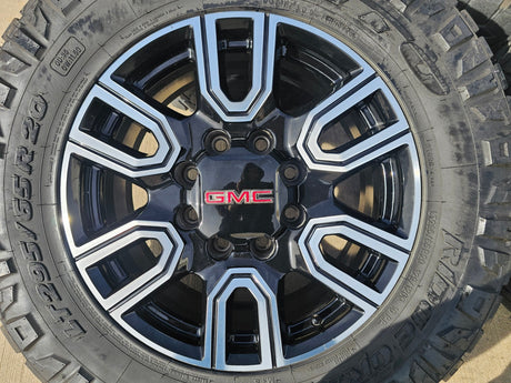 20" GMC Sierra AT4 2500 3500 OEM wheels rims 5950 Silverado NITRO 35" Texas Truck Tire