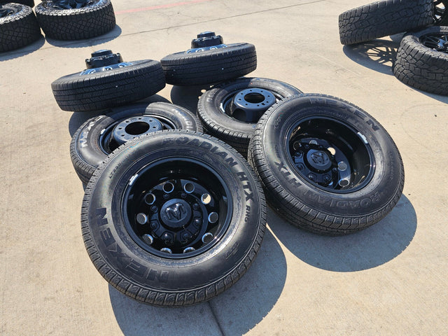 17" Dodge Ram 3500 Dually Laramie wheels rims 2706 2707 OEM black 2025 2026 NEW Texas Truck Tire
