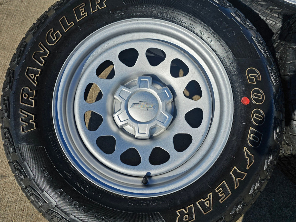 17" Chevy Colorado OEM wheels rims Silverado 8130 Canyon 2025 2026 NEW GOODYEAR Texas Truck Tire