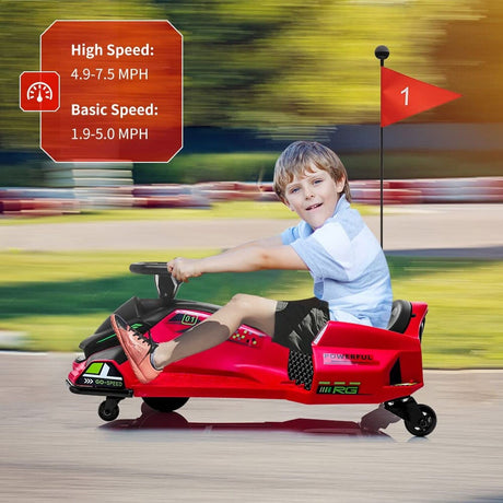 Electric Drifting Go-Kart for Kids - 24V Ride-On Car with Speeds Up to 7.5 mph