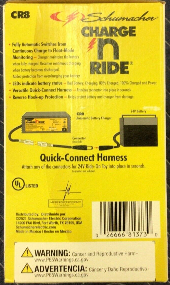 Electric 24 Volt Universal Battery Charger for Ride-On Toys CR8