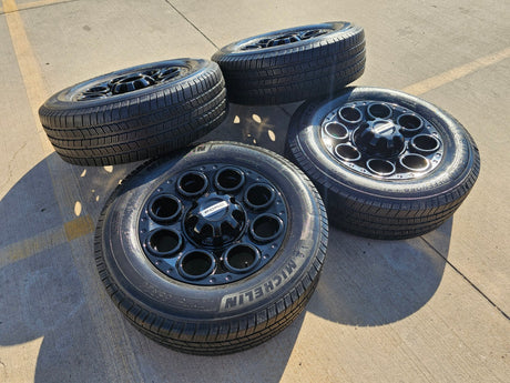 20" Ford F-250 F-350 OEM black TREMOR 10299 10484 wheels rims MICHELIN DEFENDER Texas Truck Tire