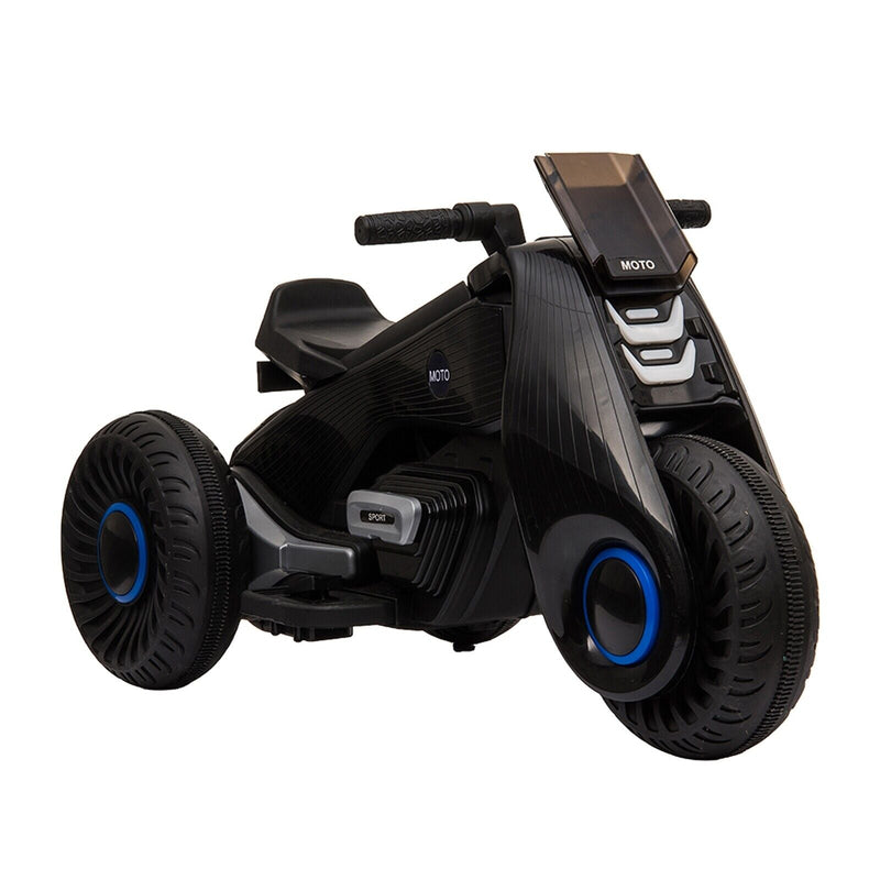 Black 3-Wheel Double Drive Electric Motorcycle for Kids