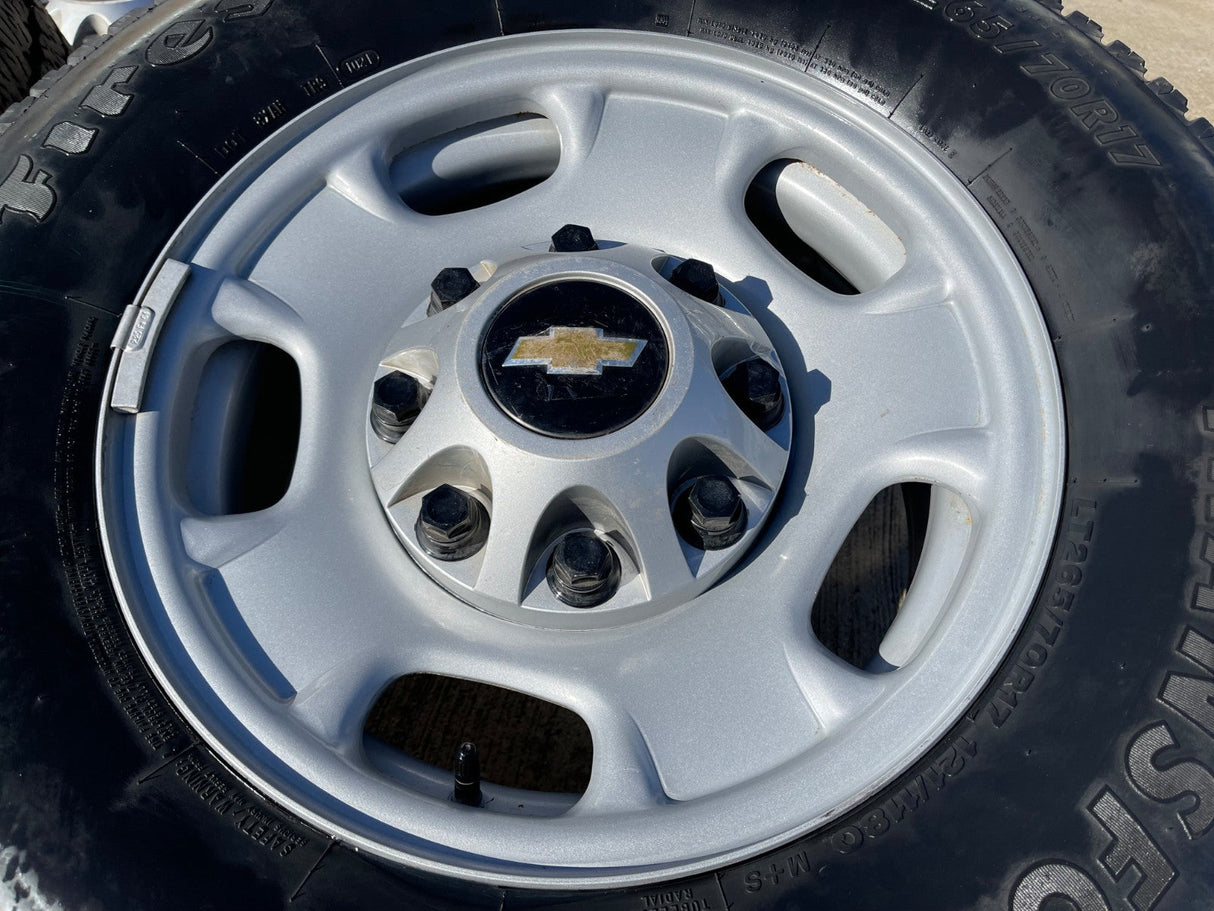 17" Chevy Silverado GMC Sierra 2500 OEM 8095 wheels rims FIRESTONE A/T Texas Truck Tire