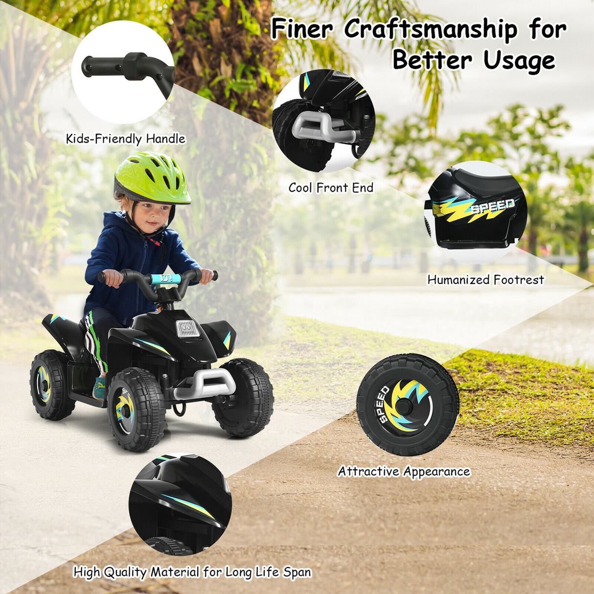 ATV Eléctrica para Niños Pequeños de 6V con Reversa - Regalo Ideal para Niños