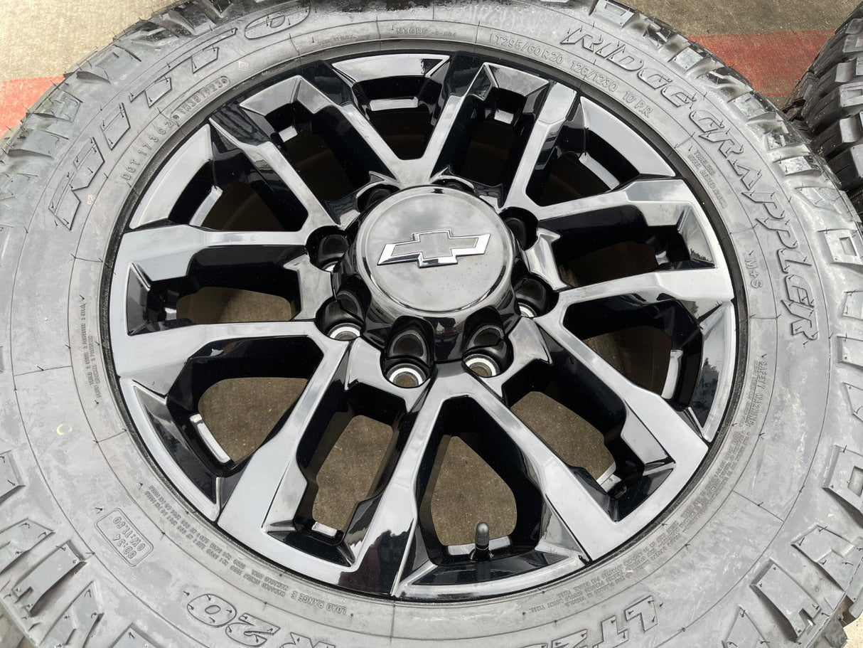 20" Chevy Silverado Trail Boss GMC AT4 2500 OEM 94030 wheels rims NIRTO 34" Texas Truck Tire
