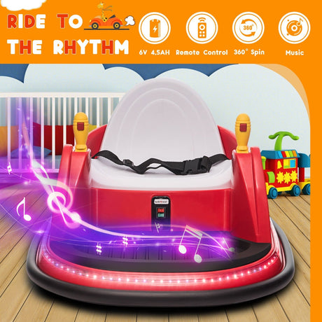 6V Remote Control Ride-On Bumper Car for Toddlers with Flashing Lights