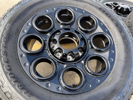 20" Ford F-250 F-350 OEM black Lariat wheels rims 10299 10484 tires NICE SET Texas Truck Tire