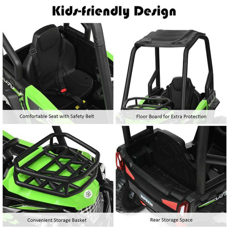 Off Road UTV Truck RC Electric Car for Kids - Ride On Toy with MP3 Player and Light Green Color - 12V