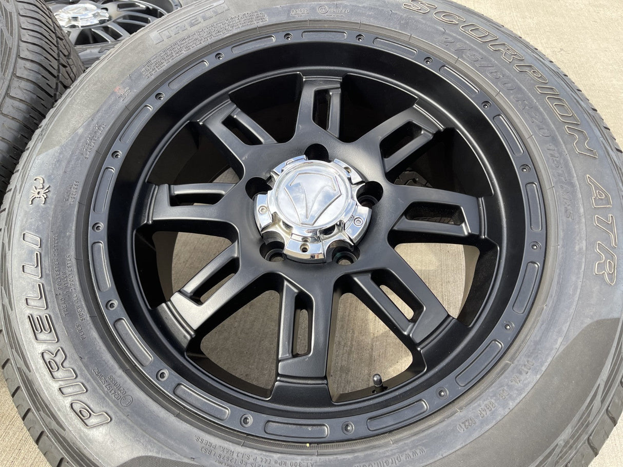 20" Toyota Tundra Sequoia T FORCE TSS TRD OEM black wheels rims 5x150 PIRELLI Texas Truck Tire