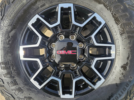 18" GMC Sierra AT4X Chevy Trail Boss 2500 OEM 14136 wheels rims GOODYEAR 35" Texas Truck Tire