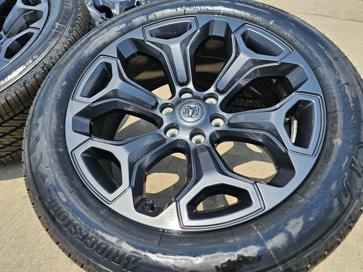 22" Dodge Ram 1500 OEM Laramie wheels LIMITED Gray 2685 2727 tires NEW Texas Truck Tire