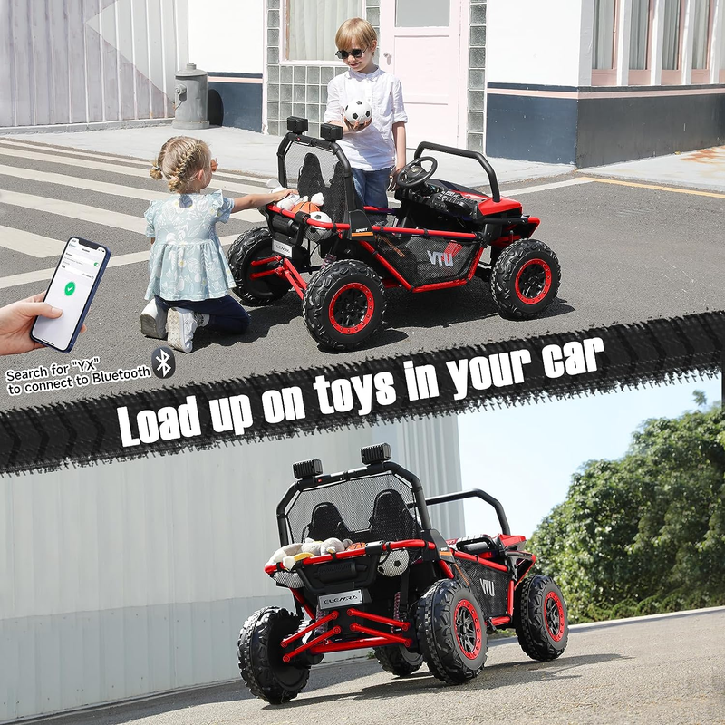 Off-Road UTV Electric Car for Kids - 2 Seater Ride-On Toy with 12V Battery Power - 4WD Vehicle