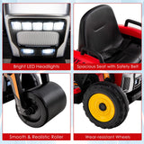 12V Electric Tractor for Kids with Remote Control, Music, and LED Lights - Red