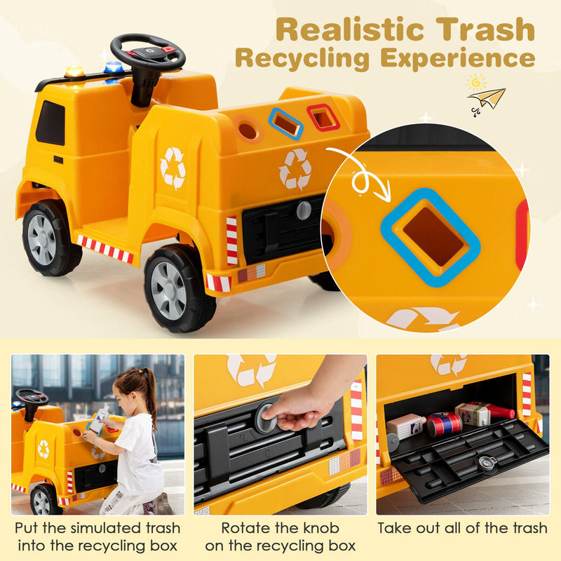 Interactive 12V Electric Recycling Garbage Truck Toy with Remote Control and Accessories