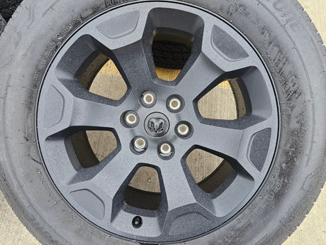 20" Dodge Ram 1500 OEM Laramie Black 2680 wheels rims 2024 2025 2026 BRIDGESTONE Texas Truck Tire