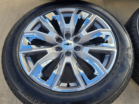 22" GMC Yukon Chevy Tahoe Escalade OEM chrome 95513 wheels rims tires NEW Texas Truck Tire