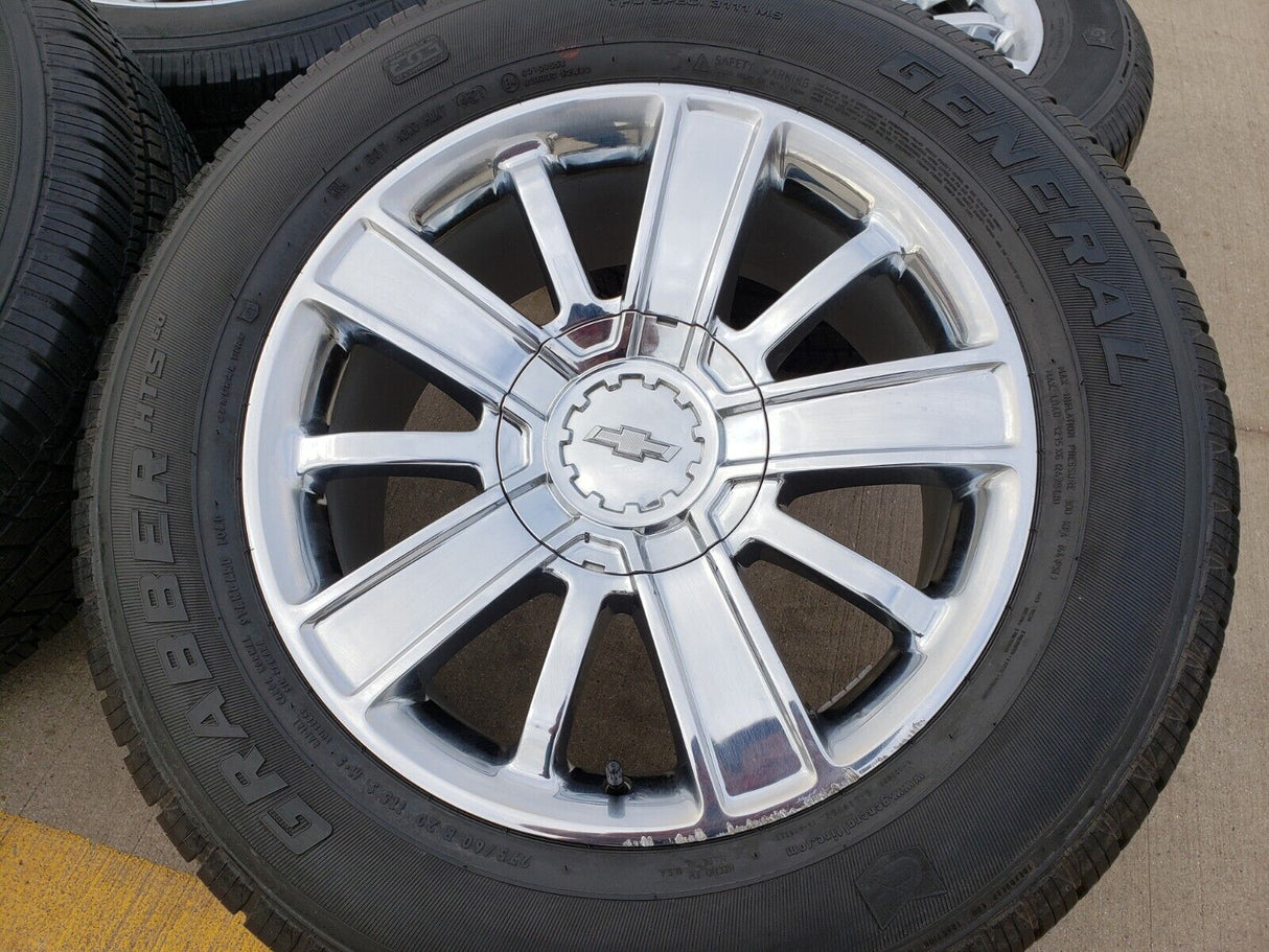 20" Chevy Silverado Tahoe OEM wheels rims 5653 CHROME 2016 2017 2018 2019 2020 Texas Truck Tire