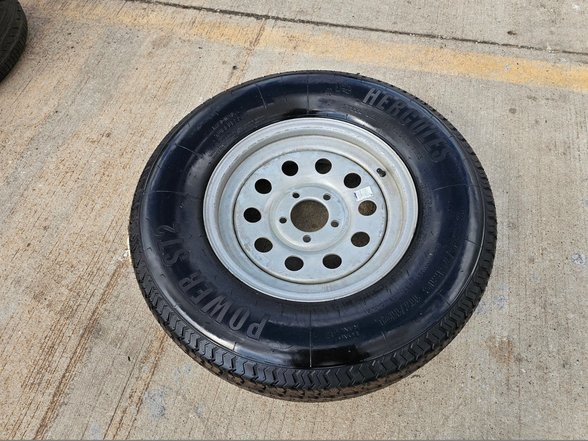 (1) 15x5 Dexstar Steel Trailer wheel rim tire 5x4.5 5x114.3 Texas Truck Tire