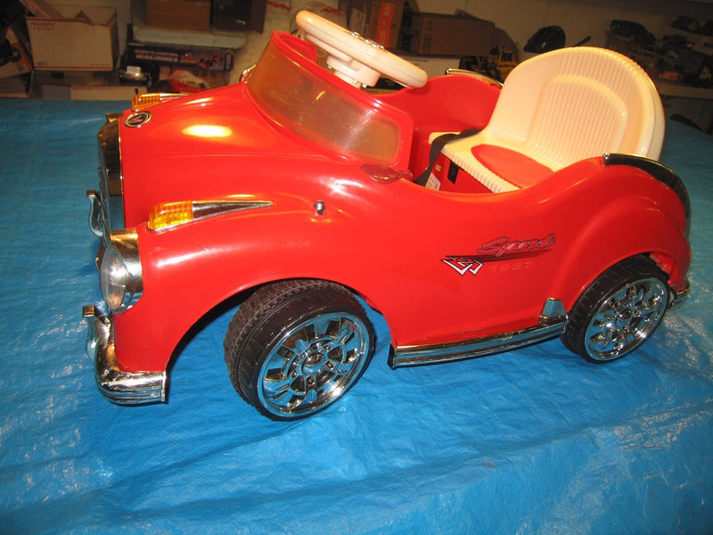 6V Red Kids Ride-On Car with Chrome Details, Mercedes Style Collectible Design