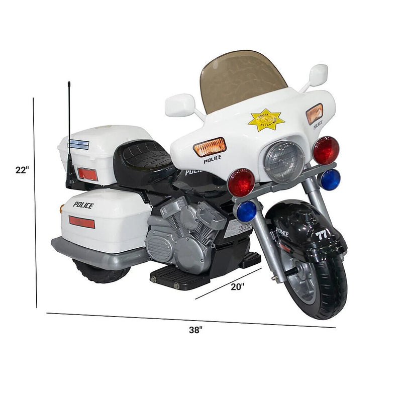 Children's Police Motorcycle Ride-On Toy Vehicle - Electric Motorbike for Boys and Girls 12V
