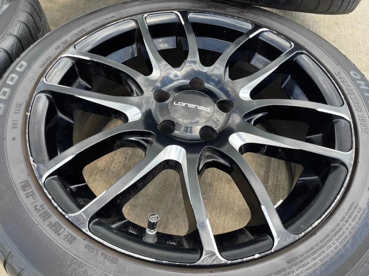 18x8 18" Lorenzo WL036 wheels rims tires 5x4.5 5x114.3 Camry Accord Mustang Texas Truck Tire