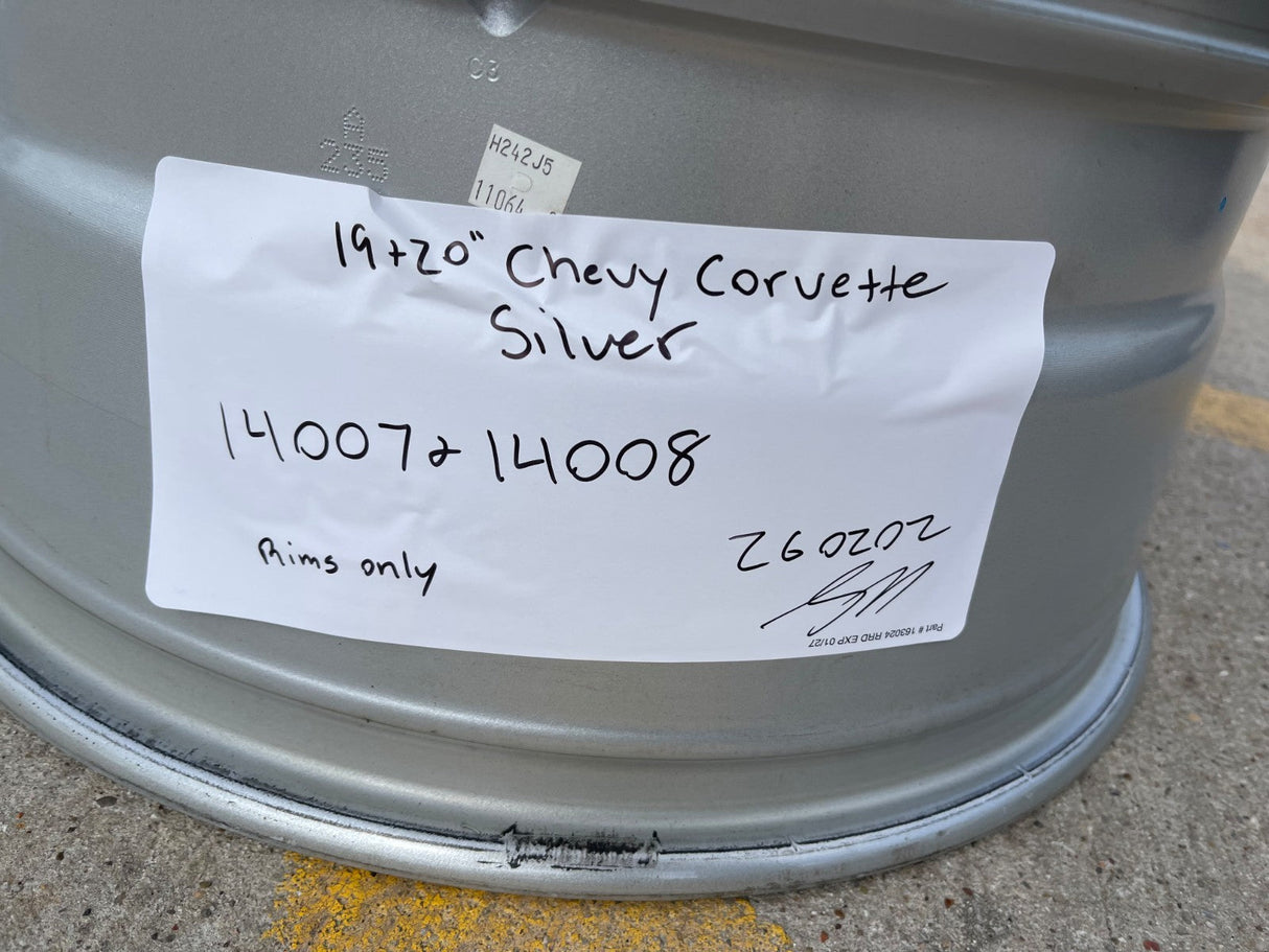 19" + 20" Chevy Corvette C8 OEM 14007 14008 wheels rims 2023 2024 2025 2026 Texas Truck Tire